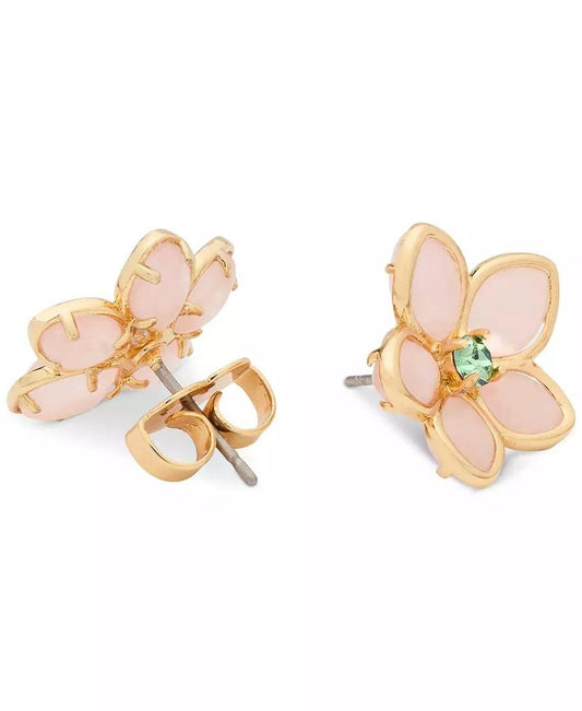 Gold-Tone Pastel Petals Stud Earrings