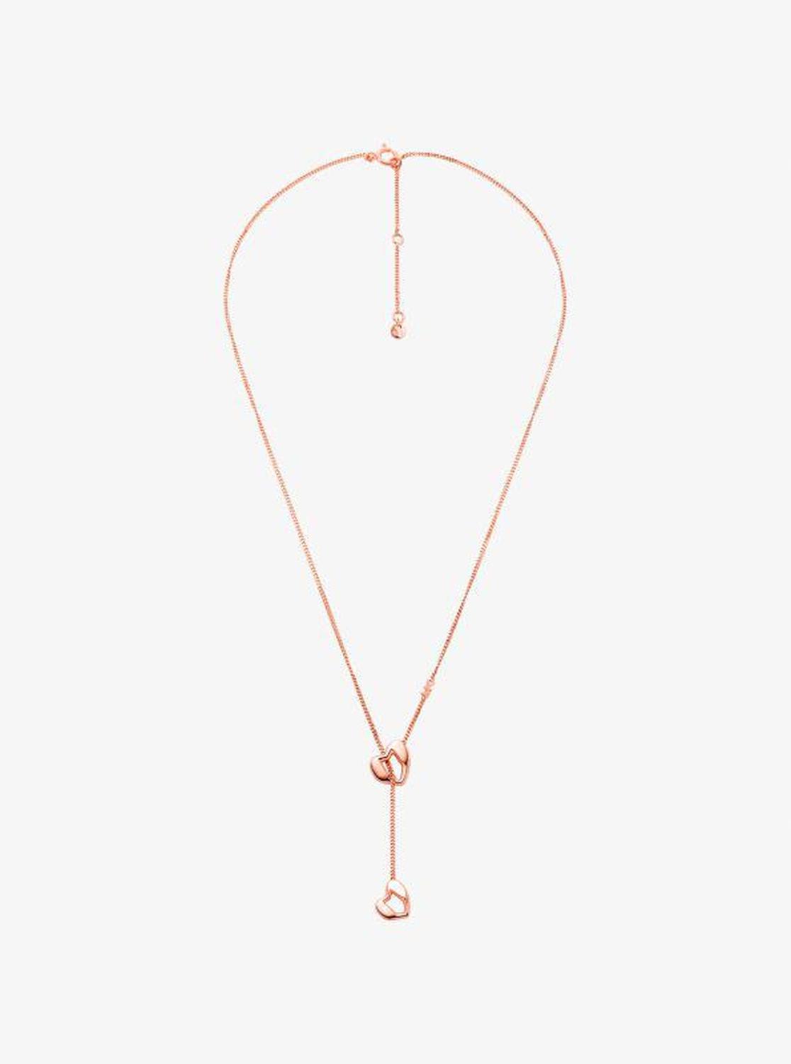 Precious-Metal Plated Sterling Silver Heart Chain Lariat Necklace