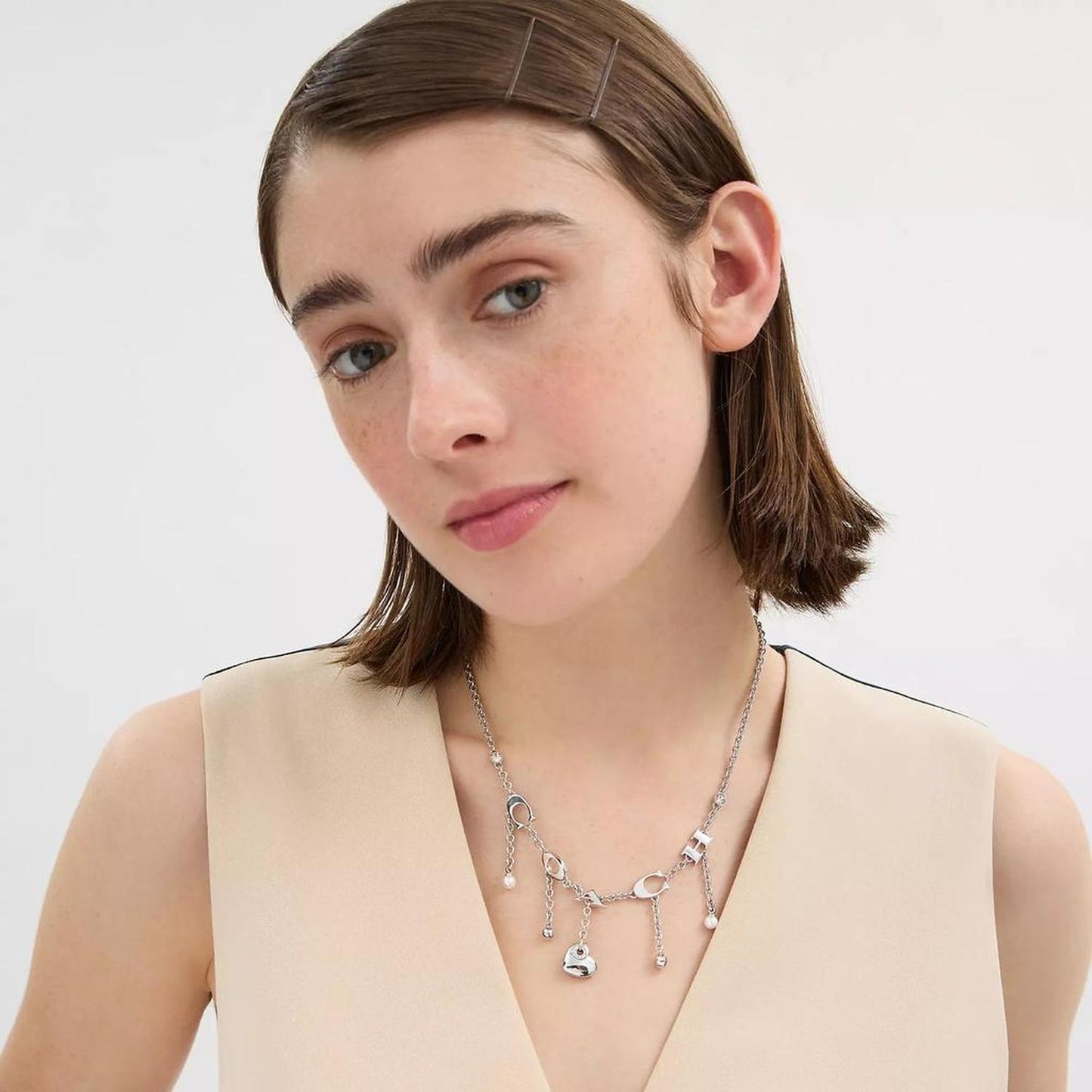 Open Circle Heart Charm Necklace