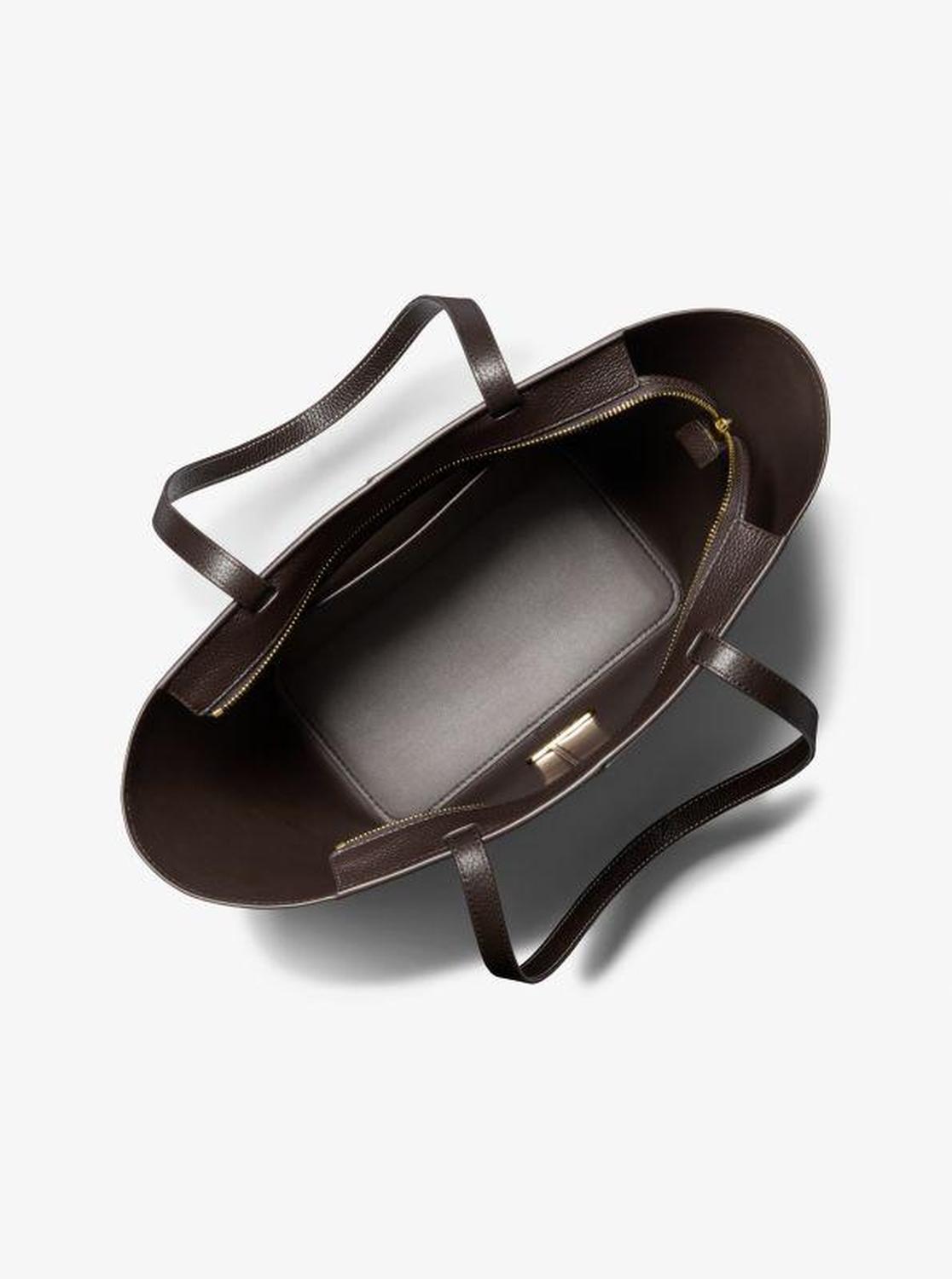 Flora Large Signature Logo and Leather Tote Bag