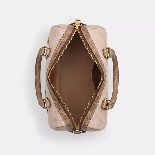 Rowan Satchel Bag In Blocked Signature Canvas