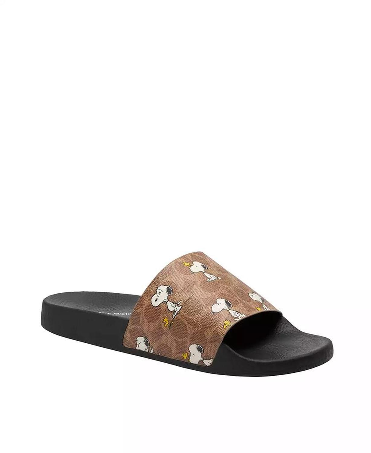 X Peanuts Men's Signature Canvas Snoopy Print Pool Slide