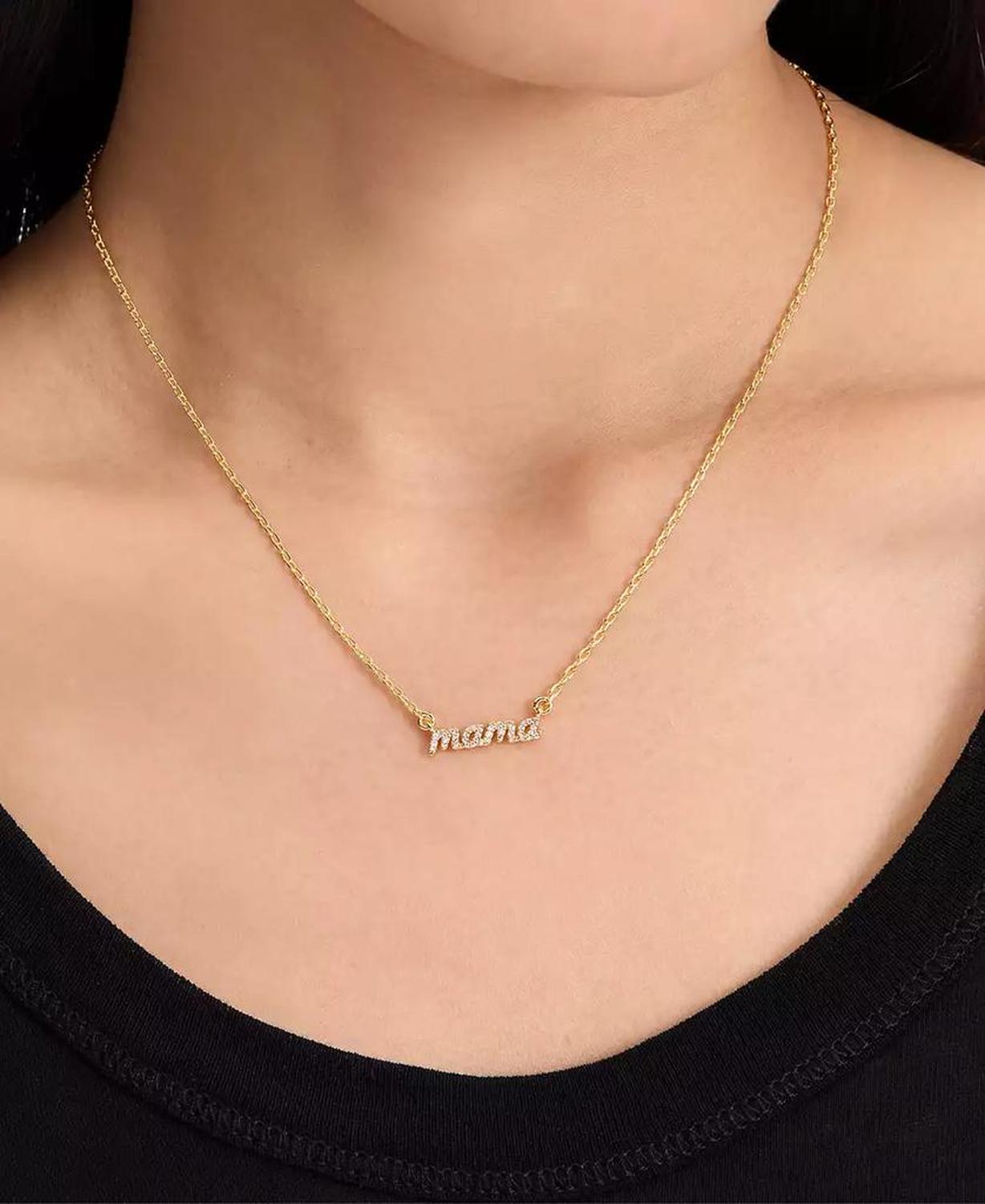 Gold-Tone Mama Said Pavé Pendant Necklace, 16" + 3" extender