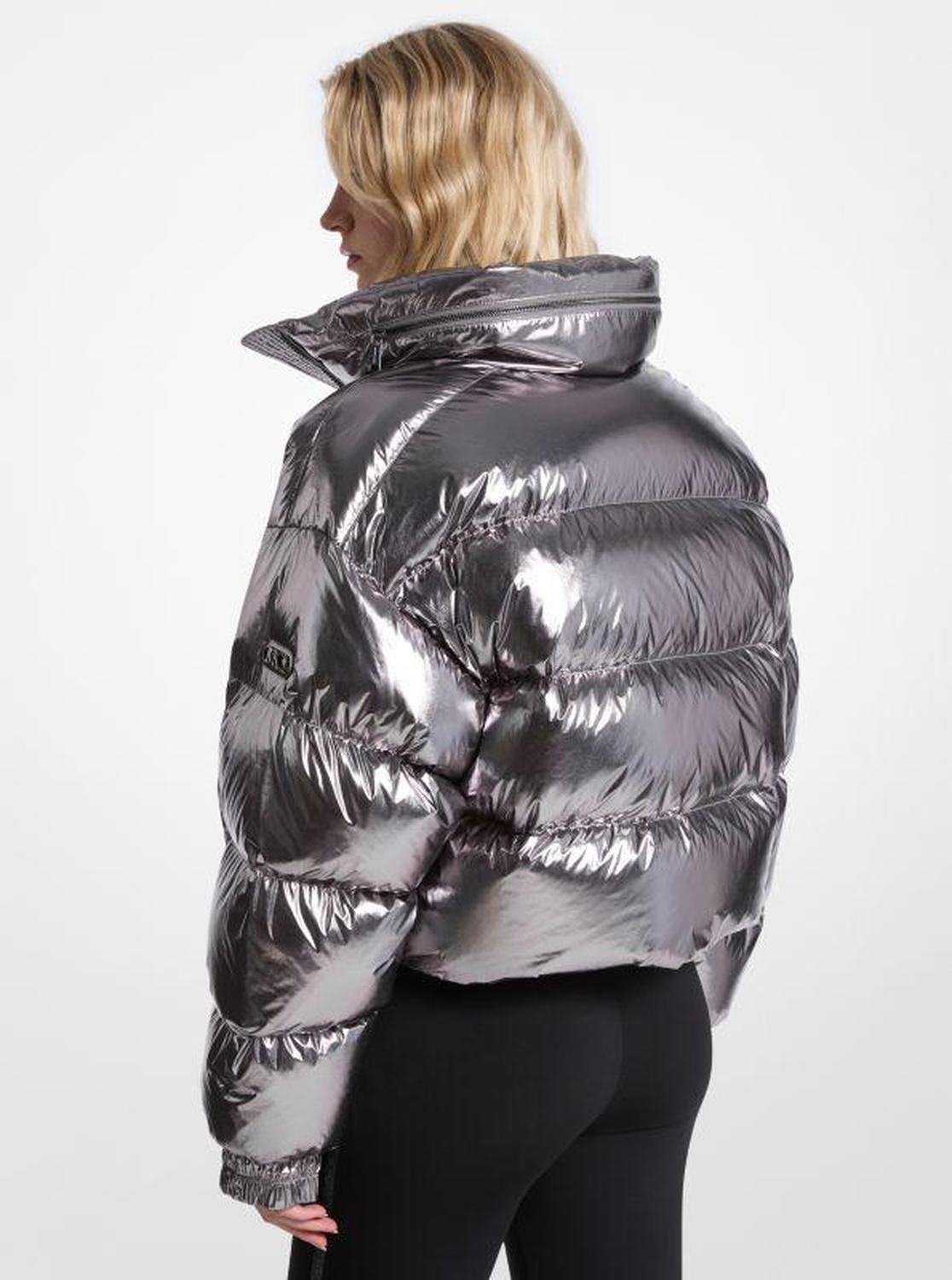 Metallic Nylon Ciré Puffer Jacket