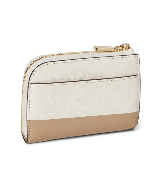 Devin Colorblocked Saffiano Leather Zip Card Case