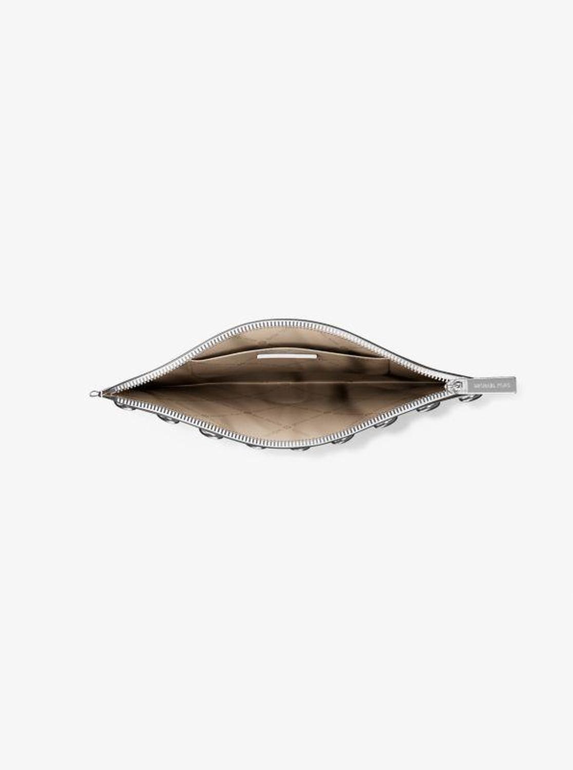 Jet Set Large Studded Pebbled Leather Wristlet