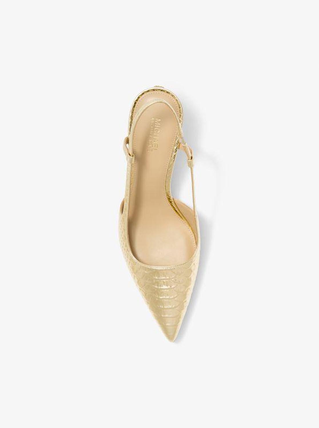 Alora Metallic Snake Embossed Leather Slingback Pump