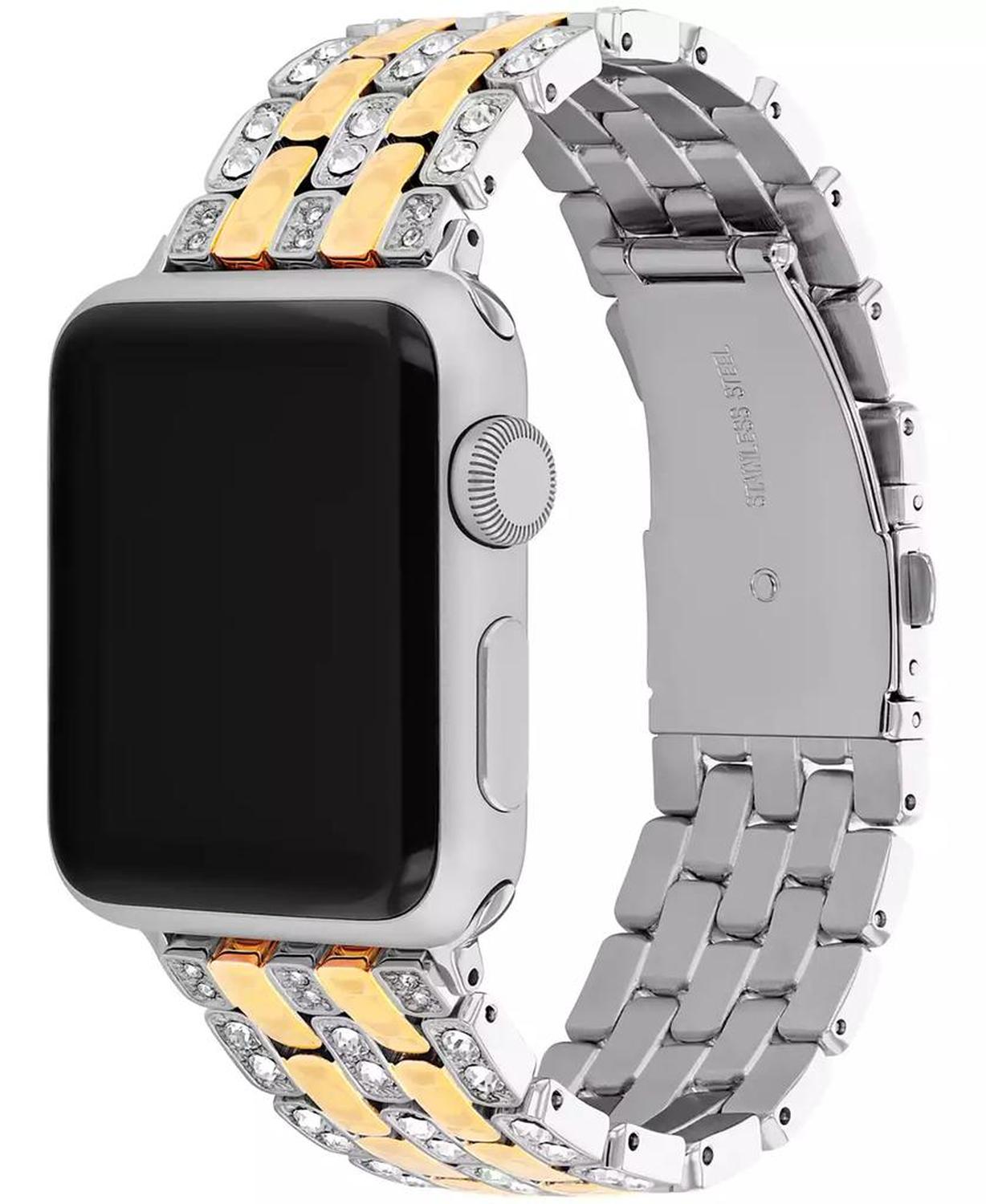 Women's Two Tone Stainless Steel and Crystals Apple Watch Strap, 38mm, 40mm, 41mm
