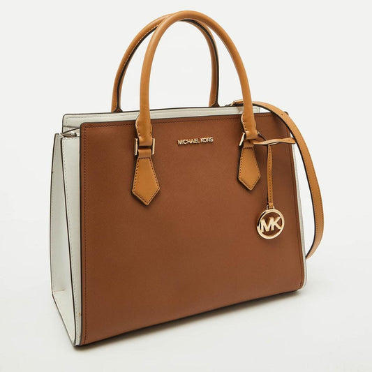 Brown/white Leather Large Hope Tote