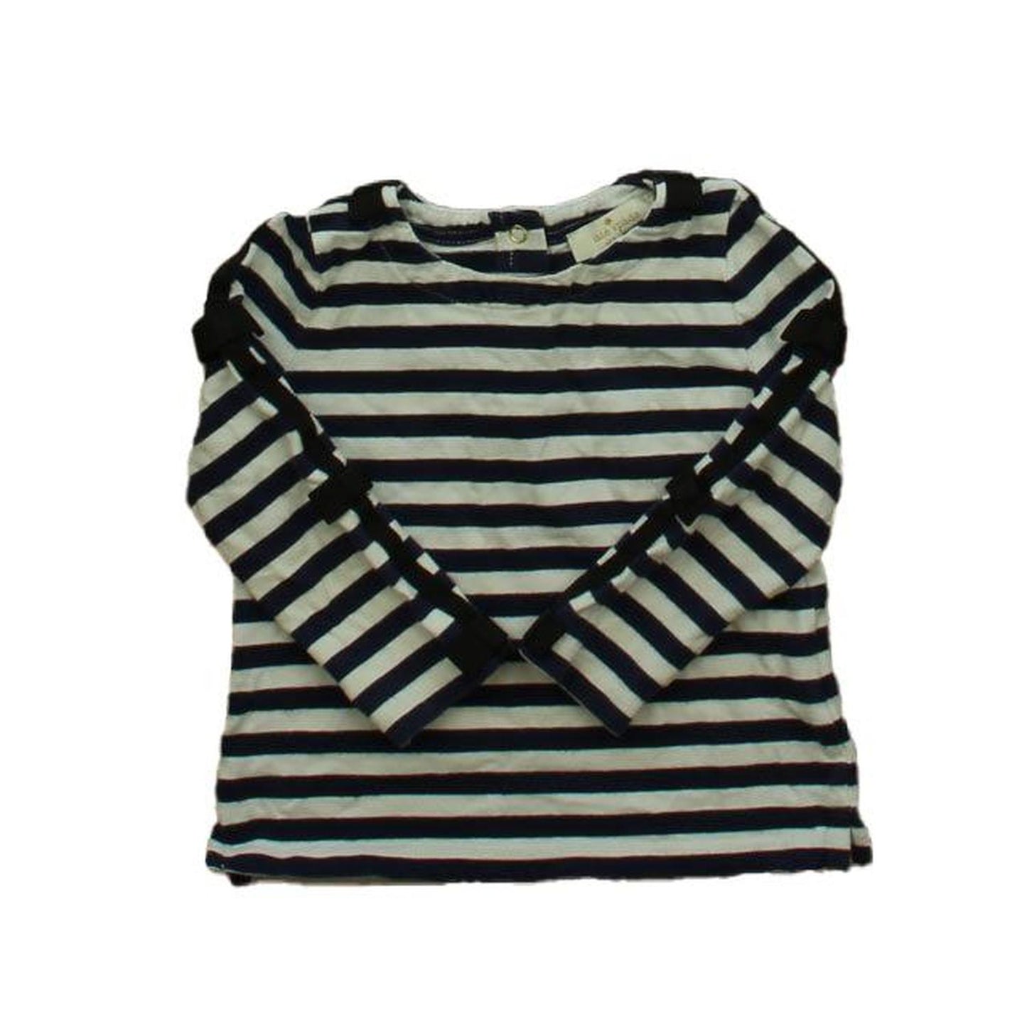 Girls Navy Stripe Long Sleeve T-Shirt