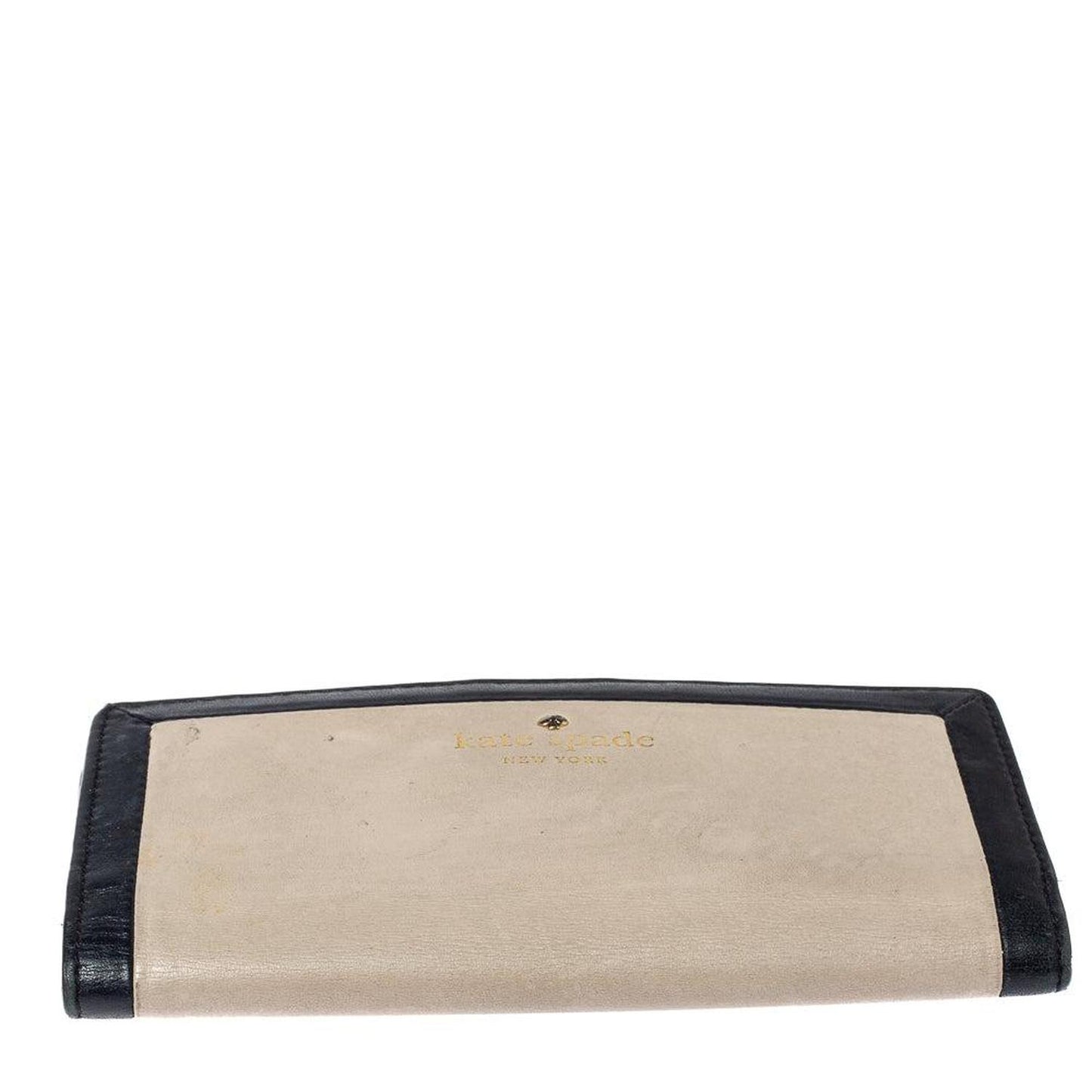 Kate Spade Beige/black Leather Long Wallet