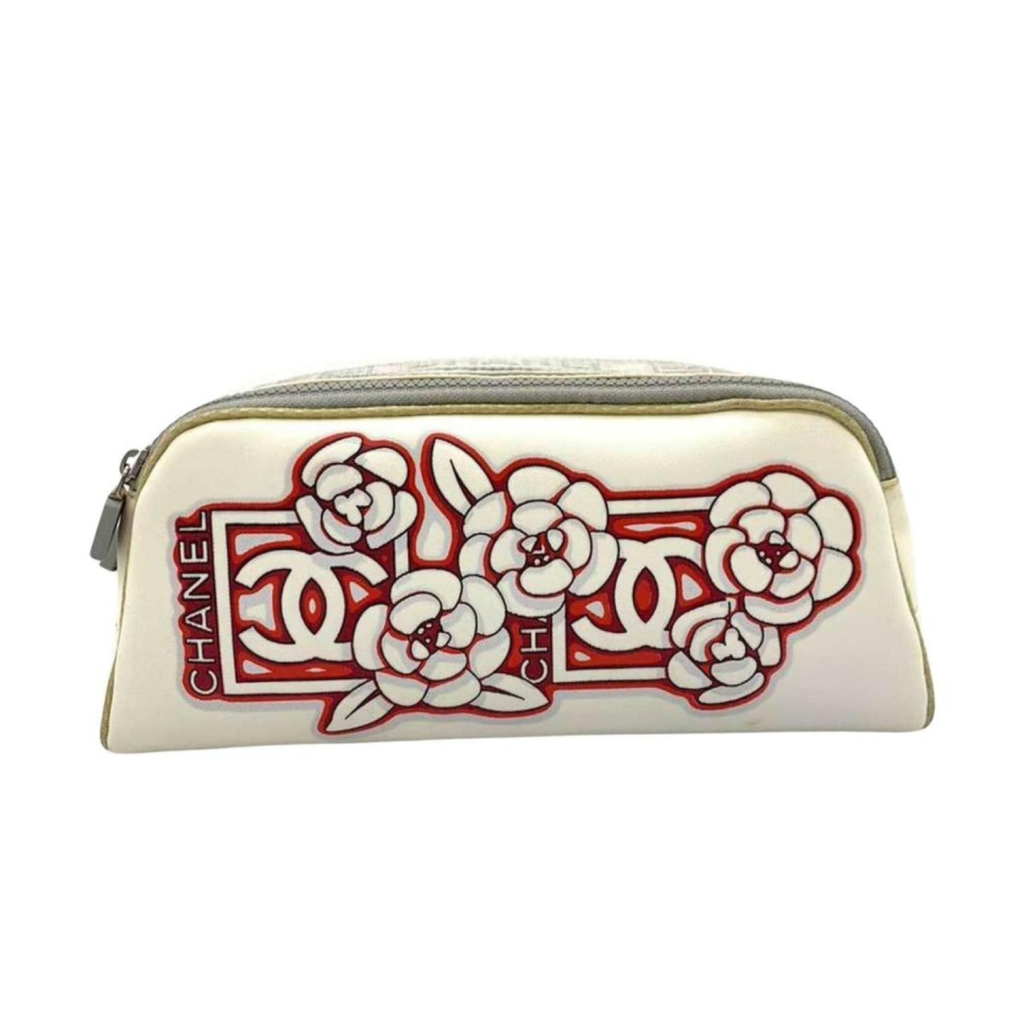 Chanel Camellia Canvas Clutch Bag (Pre-Owned)