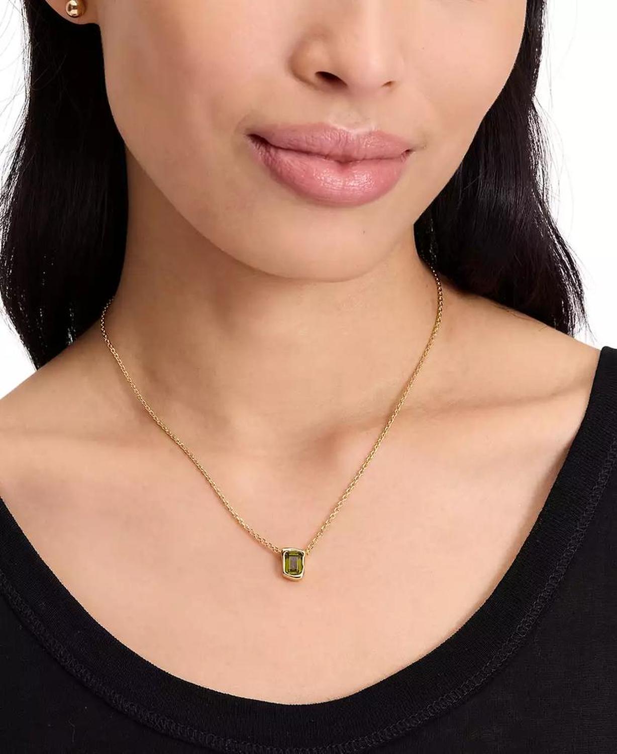 Cubic Zirconia Pendant Necklace, 16" + 3" extender