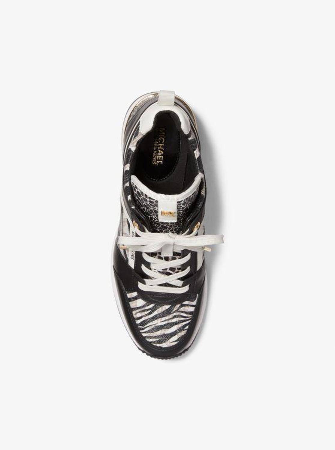 Georgie Animal Print Logo and Leather Trainer