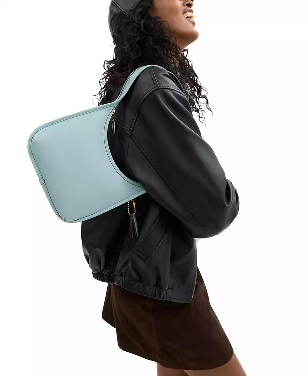 Small Glovetanned Leather Curve Zip Bag