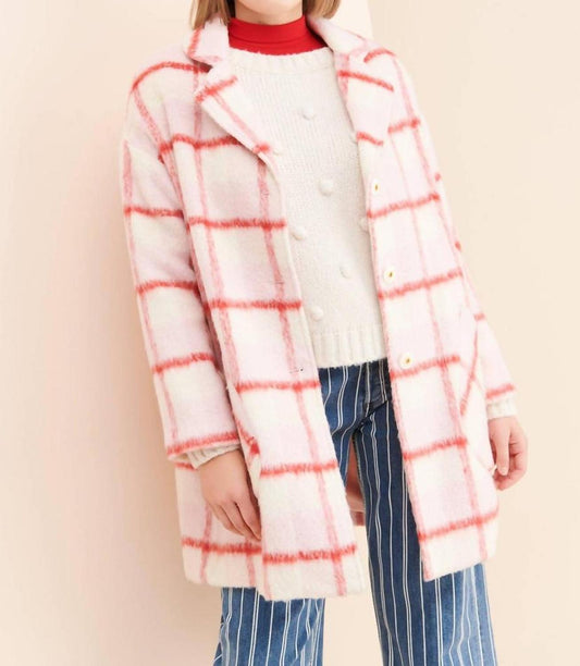 Strawberry Plaid Coat In Pink Plaid