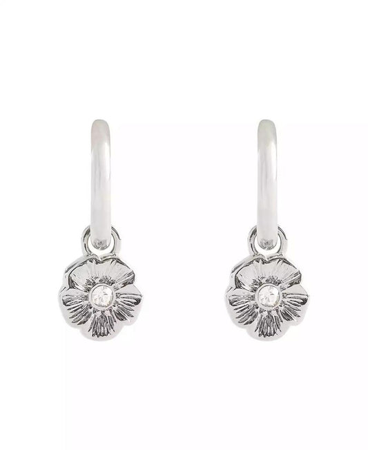 Faux Stone Signature Tea Rose Huggie Earrings