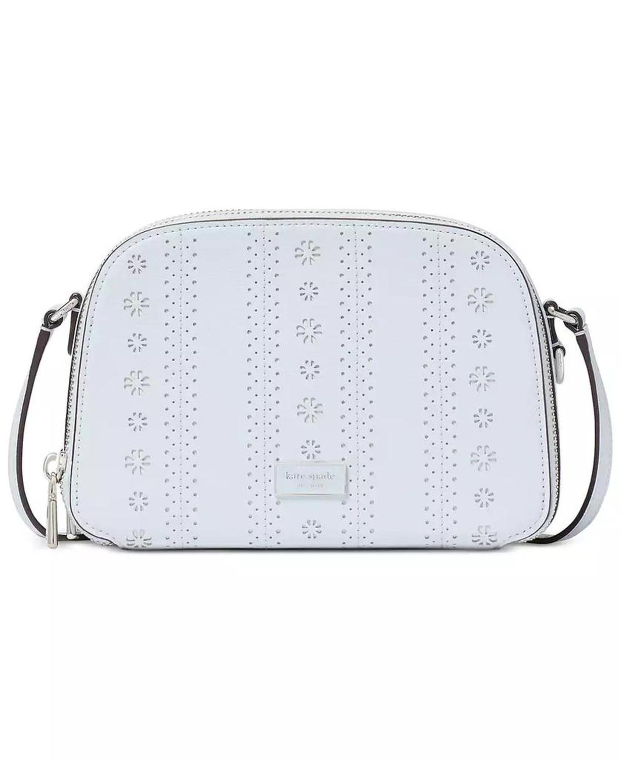 Serena Pointelle Double-Zip Dome Leather Crossbody