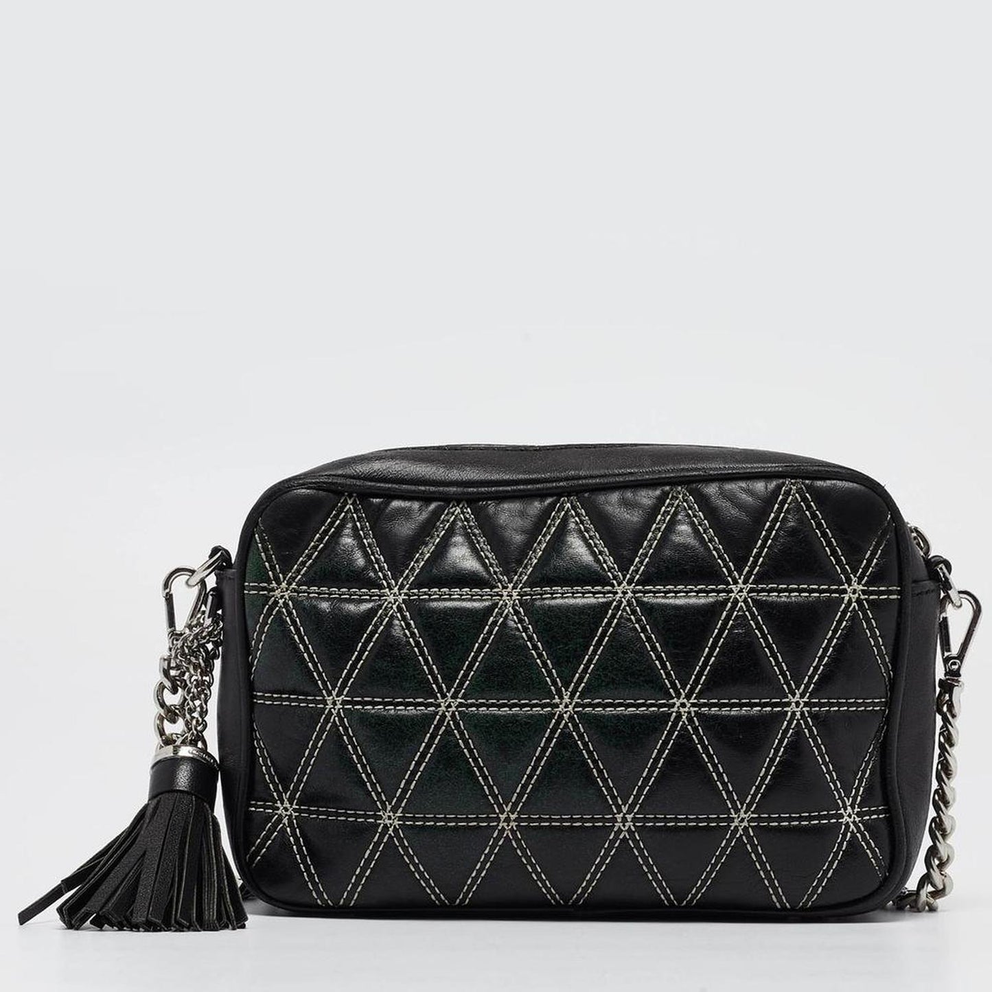 Michael Kors Black/white Quilted Leather Medium Ginny Crossbody Bag