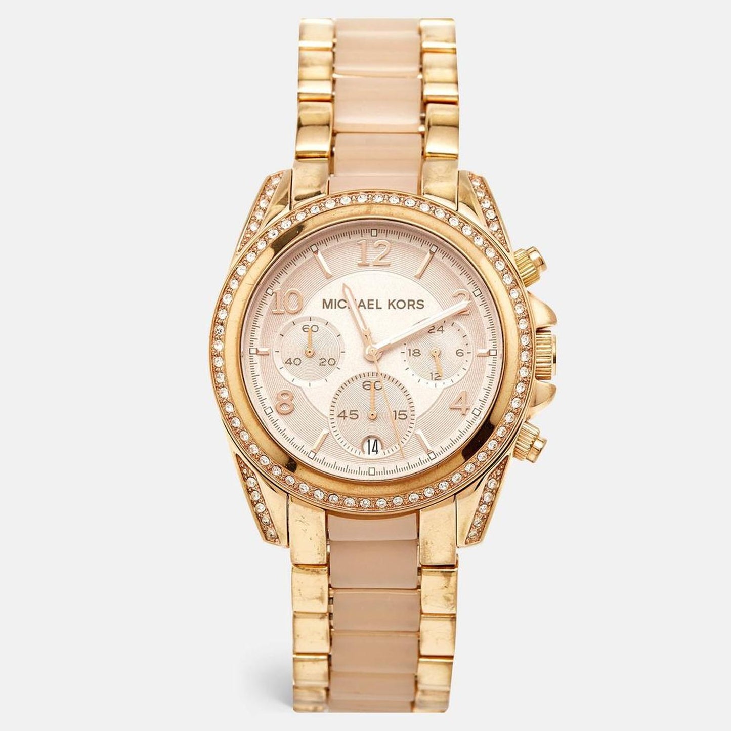 Michael Kors Champagne Gold Plated Stainless Steel Acetate Blair Mk5943 Women's Wristwatch 38 Mm