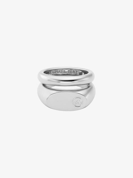 Logo Engraved Double Layered Signet Ring