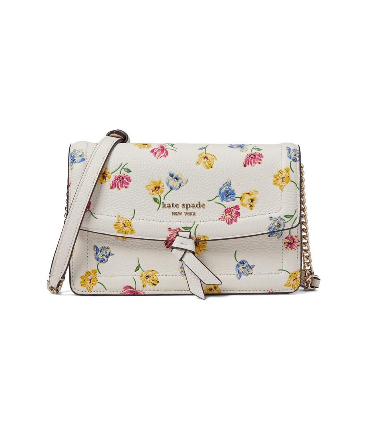 Knott Tulip Toss Embossed Pebbled Leather Flap Crossbody