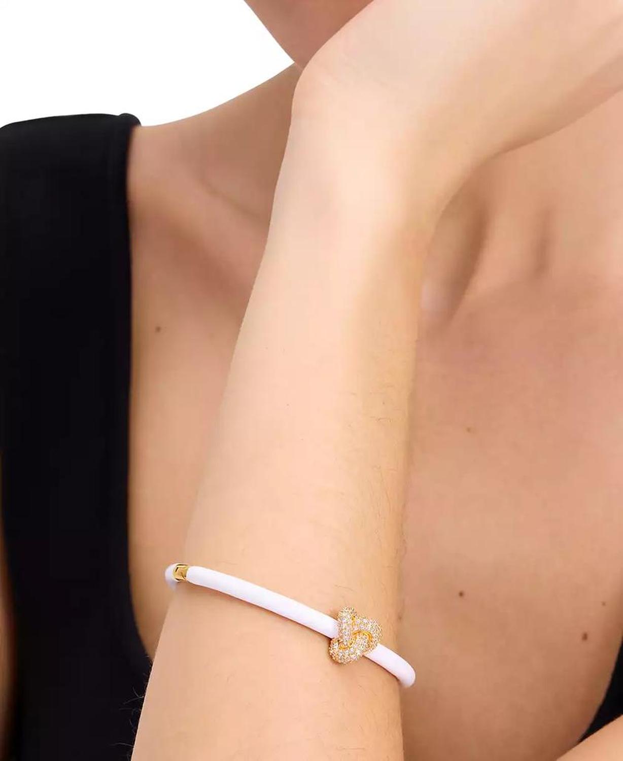 Gold-Tone Pavé Double Knot Bangle Bracelet