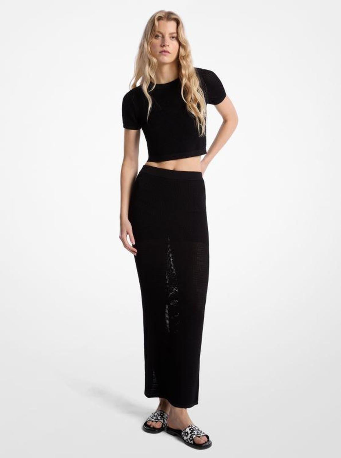 Crocheted Viscose Blend Maxi Skirt