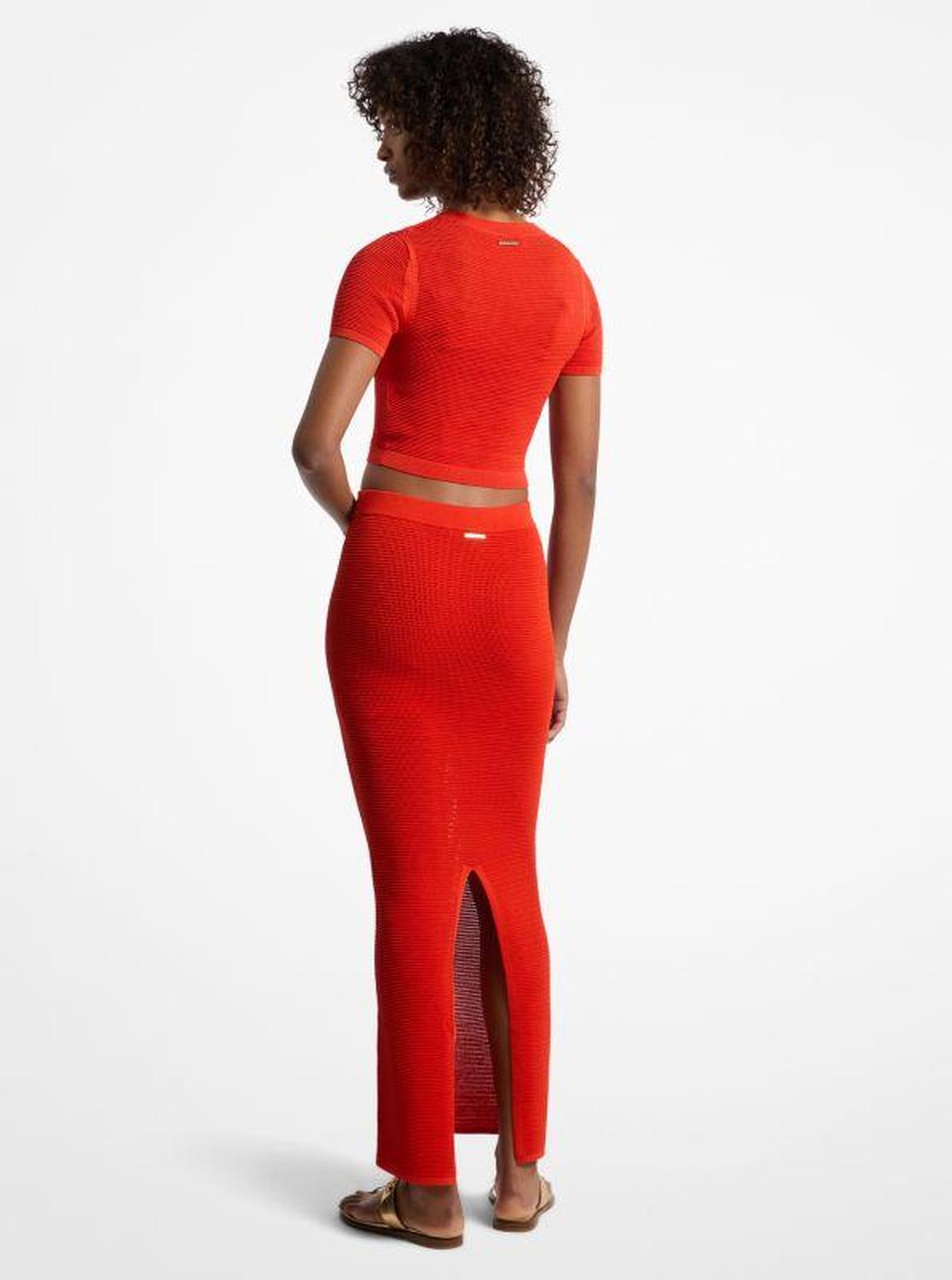 Crocheted Viscose Blend Maxi Skirt