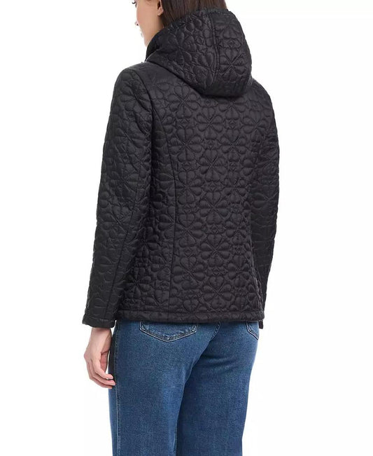Women's Short Spade Flower Quilted Jacket W/ Hood