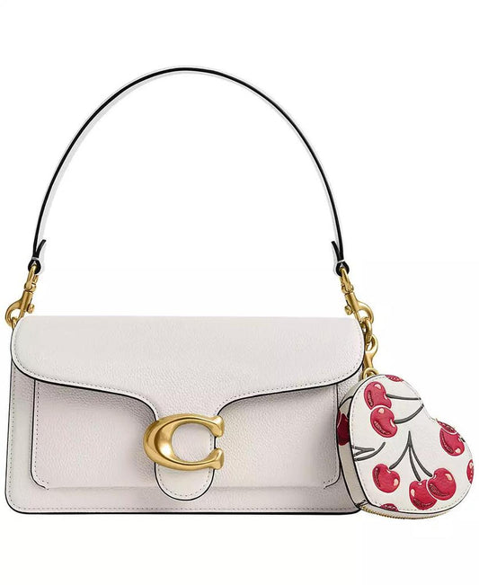 Boxed Cherry Print Leather Heart Coin Purse