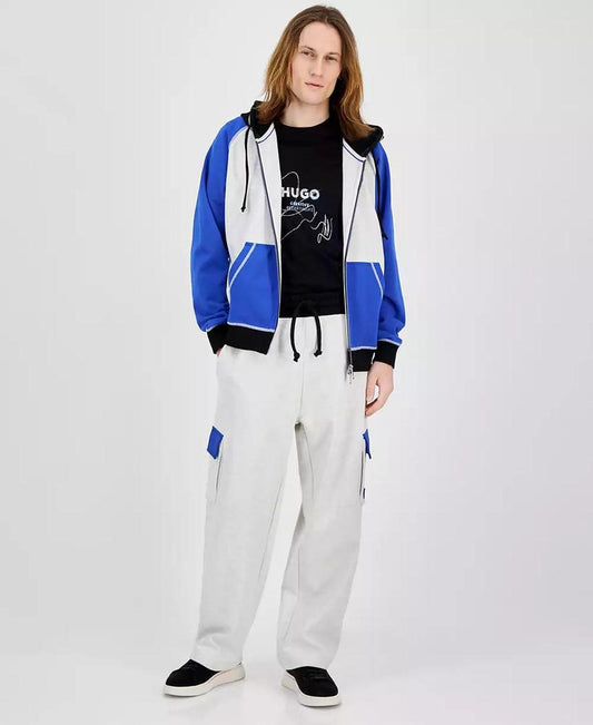 Men's Nefero Relaxed Fit Long Sleeve Color Block Zip-Front Hoodie