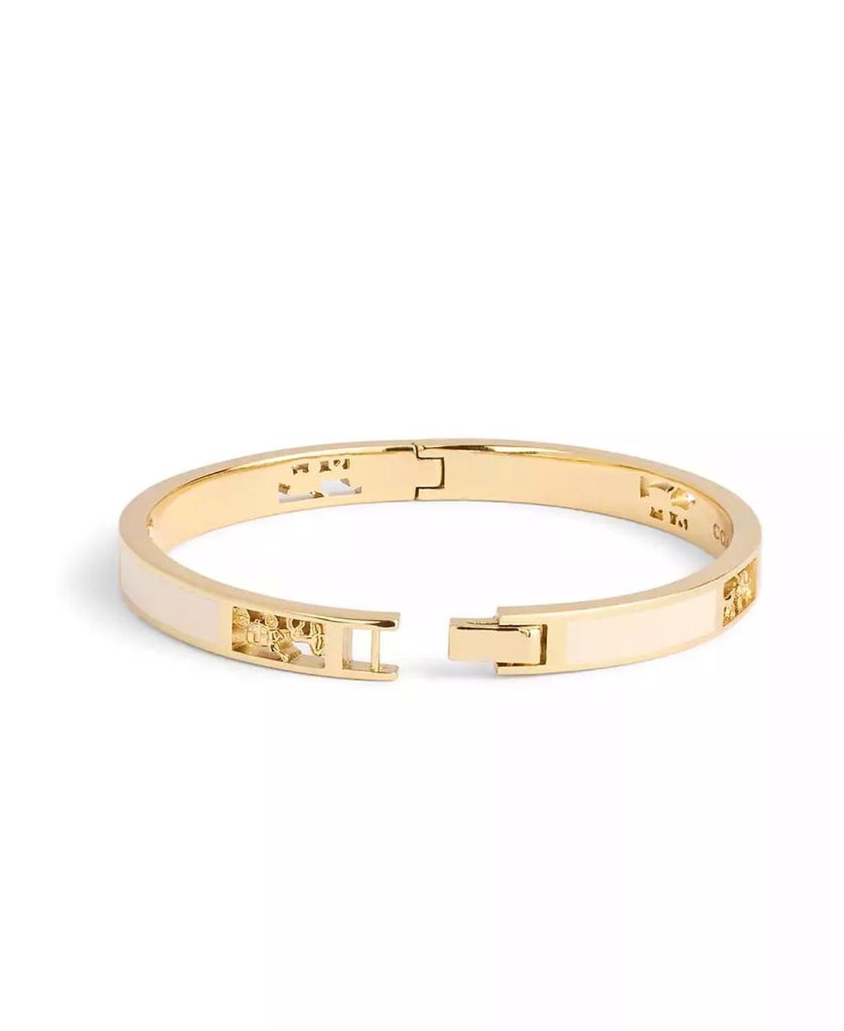 Enamel Signature Horse Carriage Cut Out Bangle Bracelet