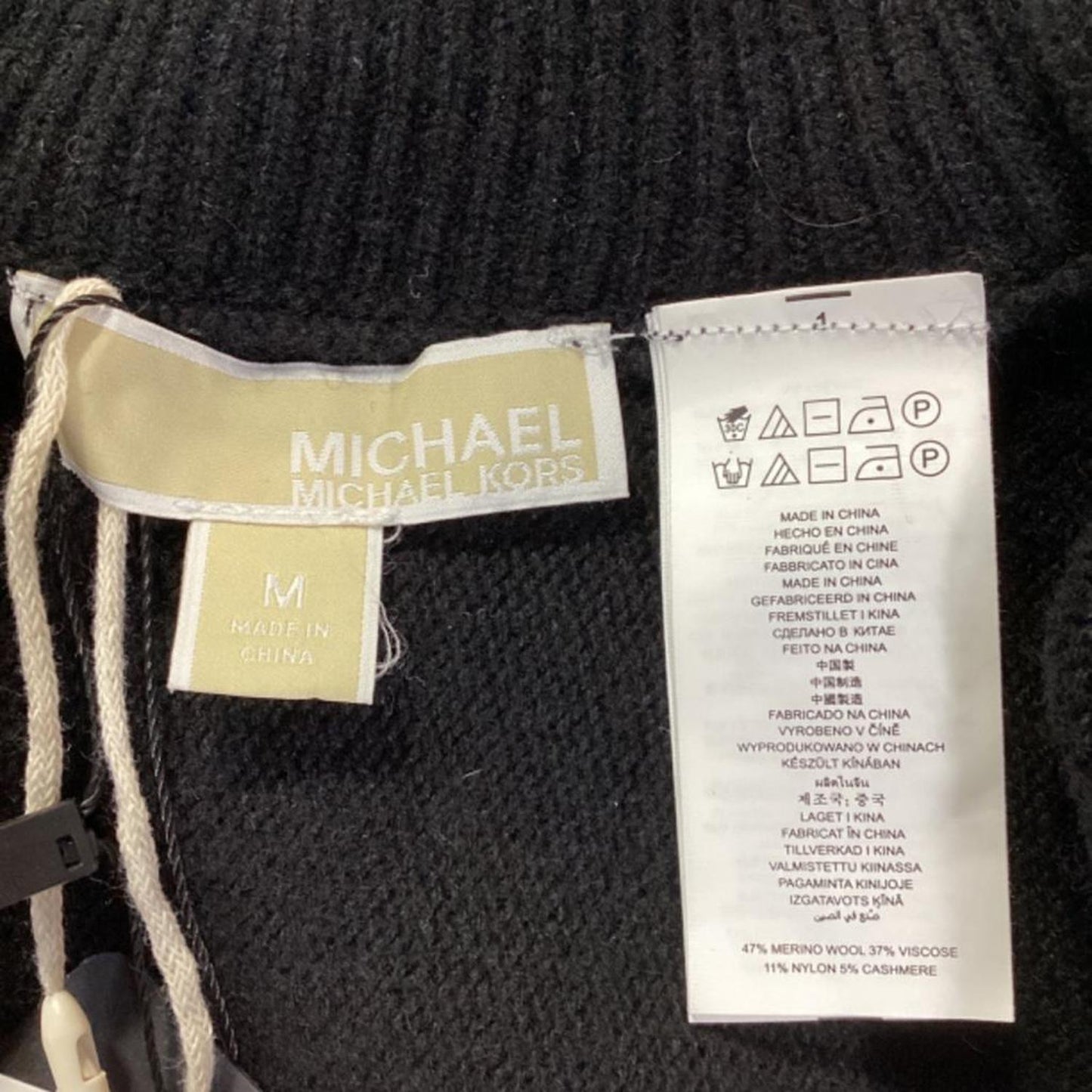 Michael Michael Kors Turtleneck Poncho in Black Merino Wool