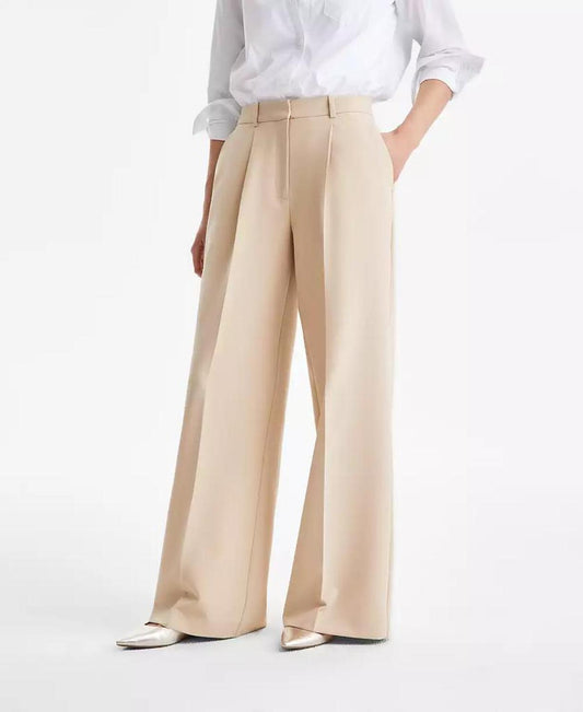 Women's Creased High-Rise Wide-Leg Trousers