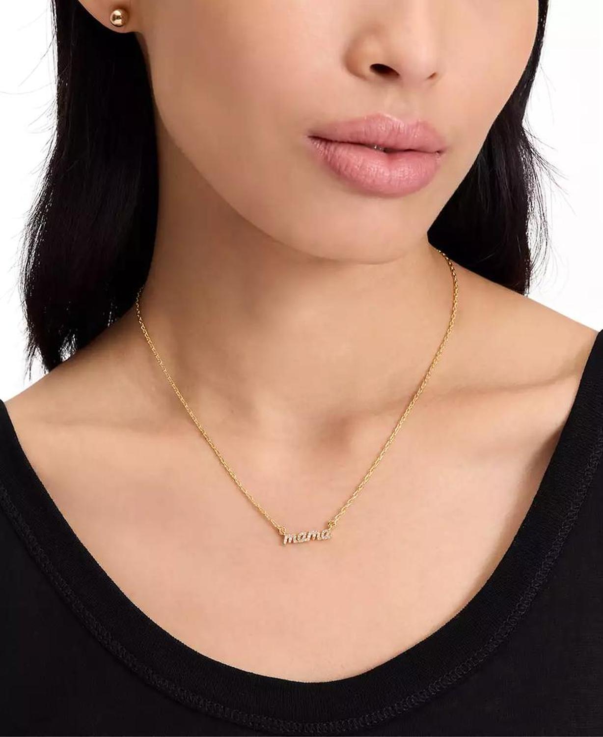 Gold-Tone Mama Said Pavé Pendant Necklace, 16" + 3" extender