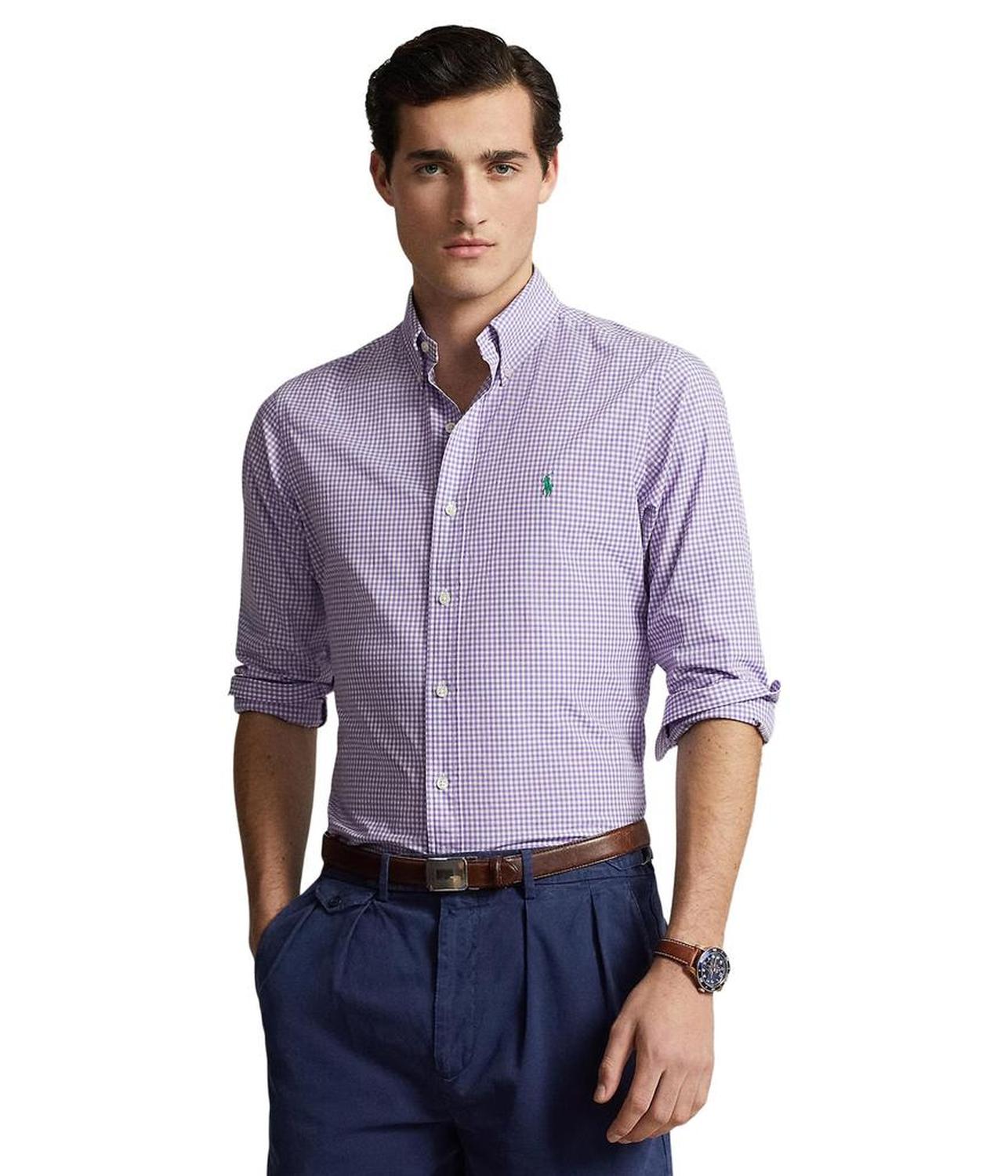 Classic Fit Gingham Stretch Poplin Shirt