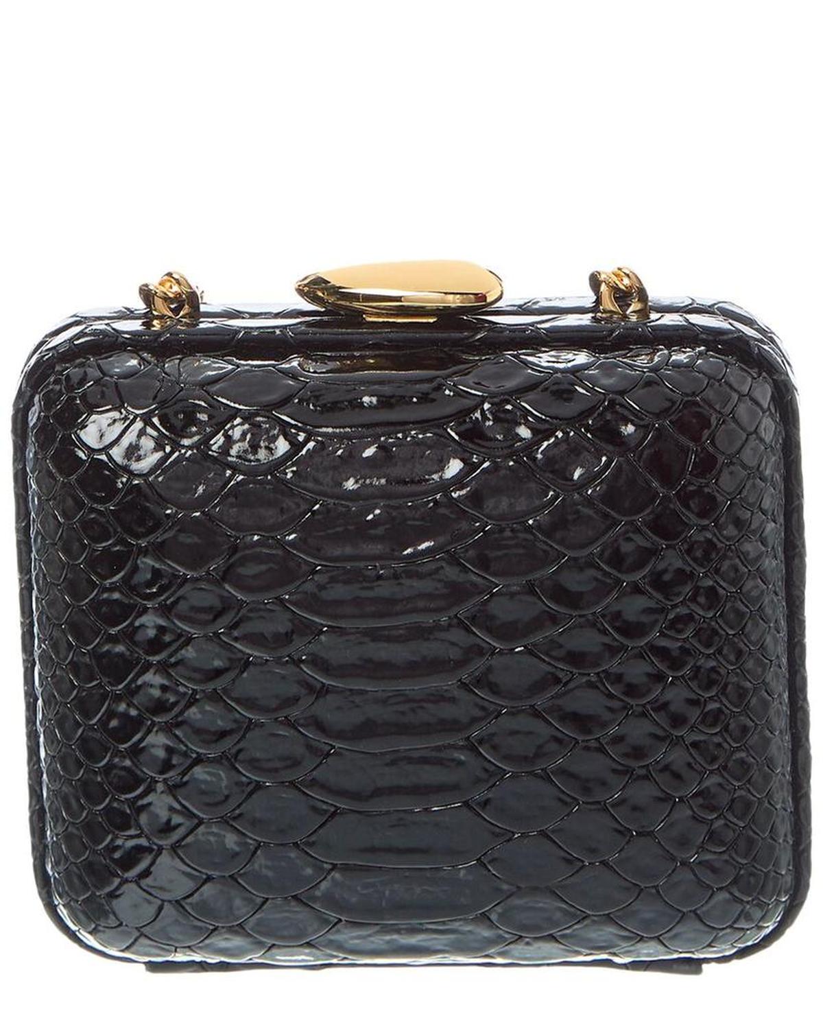 Collection Snake-Embossed Leather Mini Box Minaudiere
