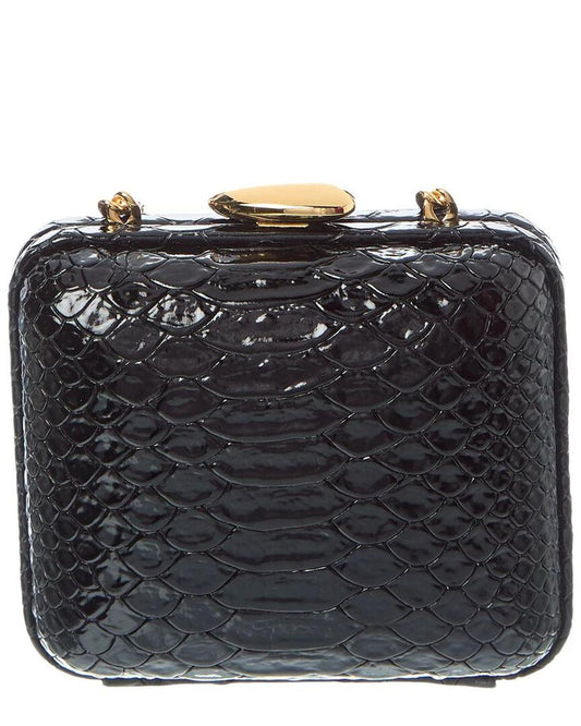 Collection Snake-Embossed Leather Mini Box Minaudiere