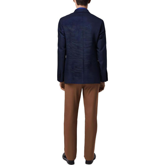 Mens Houndstooth Knit Two-Button Blazer