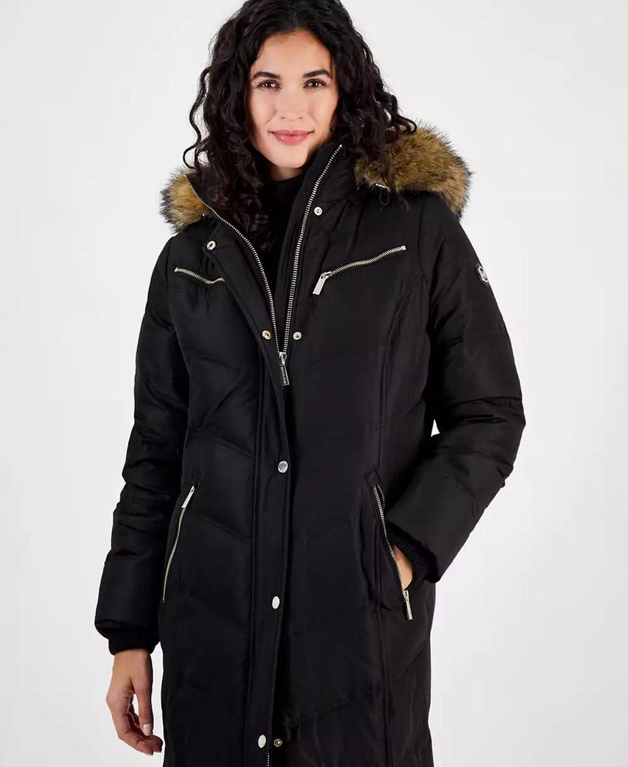 Women's Faux-Fur-Trim Hooded Maxi Puffer Coat