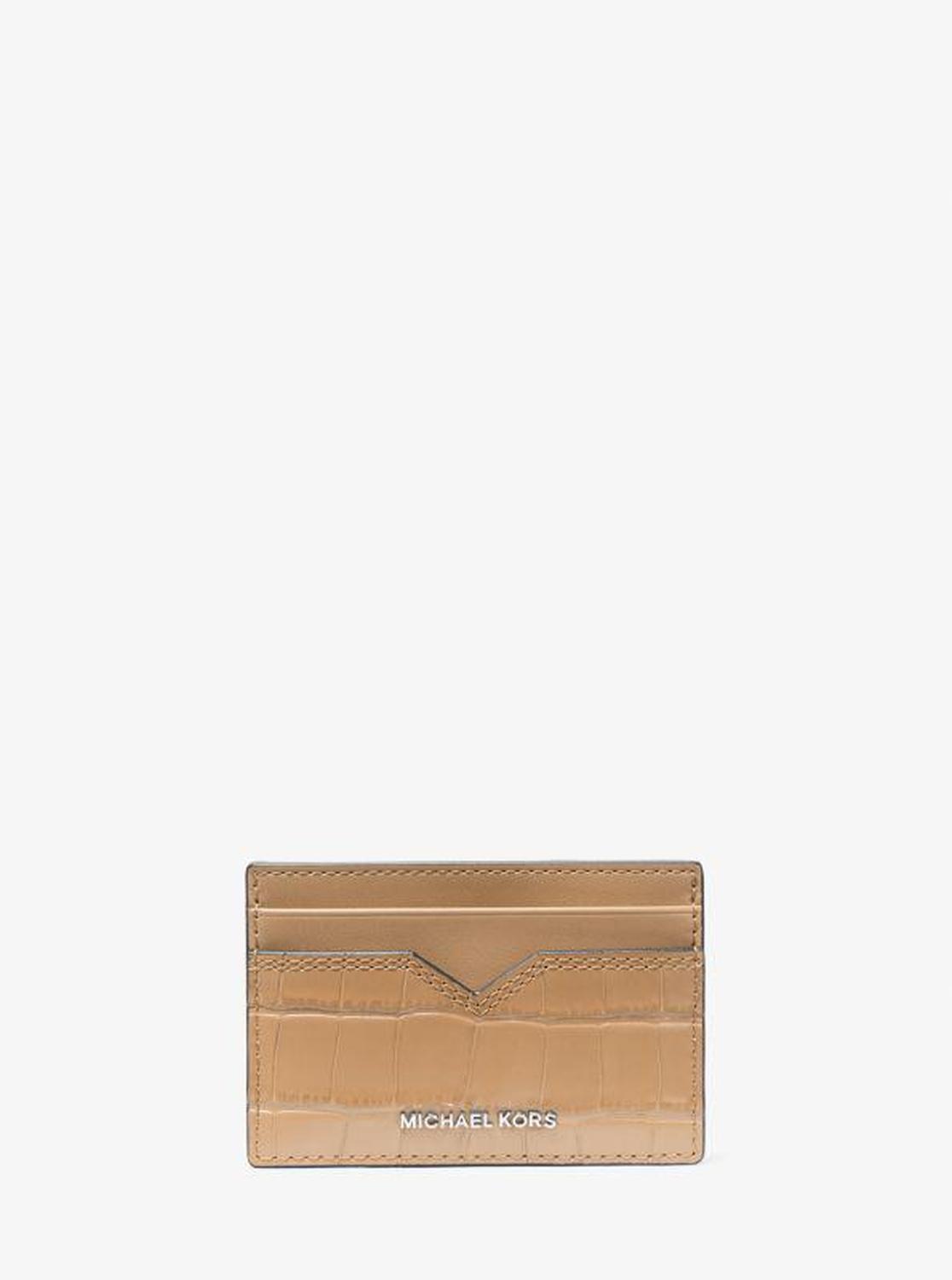 Hudson Crocodile-Embossed Leather Card Case