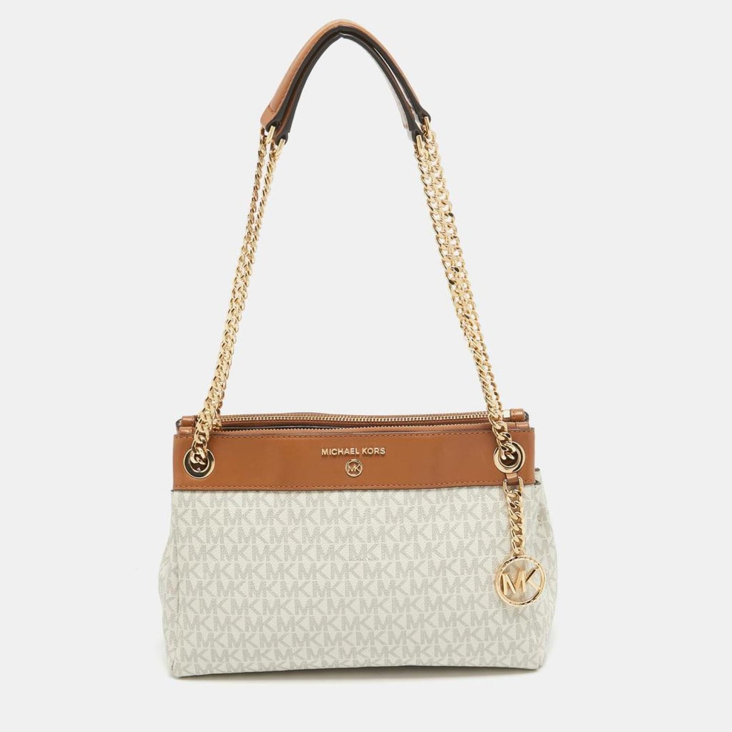 Michael Kors Signature Coated Canvas And Leather Small Susan Tote