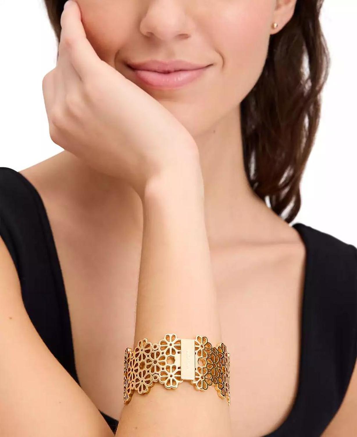 Spade Flower Lace Wide Bangle Bracelet