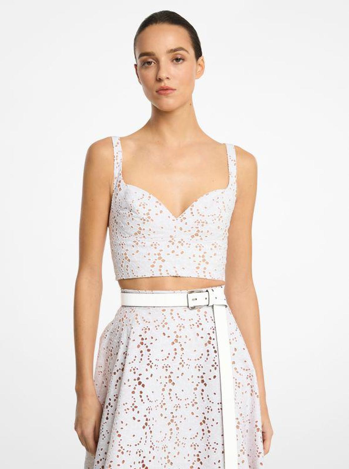 Floral Cotton Eyelet Bustier Top