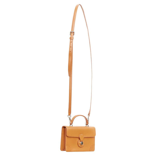 Ricky tan leather hardware top handle crossbody satchel bag