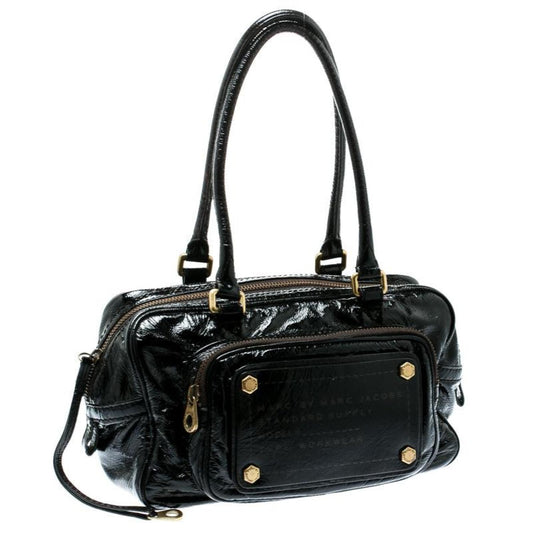 Marc By Marc Jacobs Laminated Leather Zip Pockets Satchel