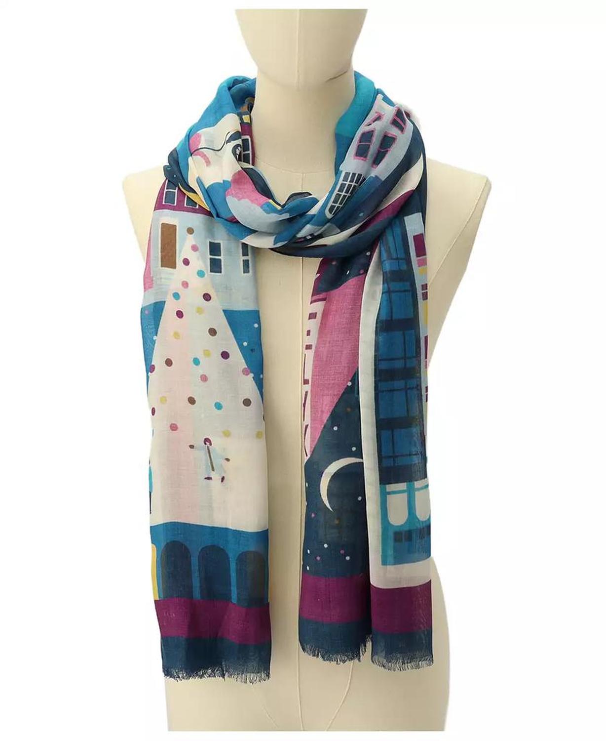 Women's Uptown Map Oblong Scarf