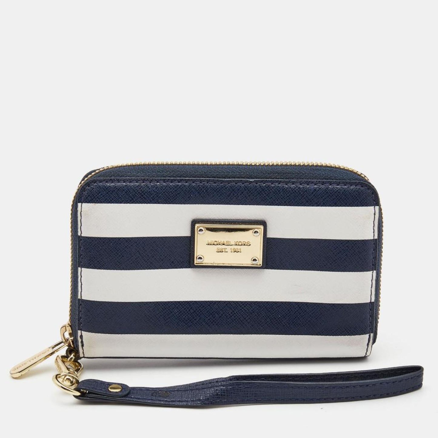 Michael Kors Leather Striped Zip Around Wallet