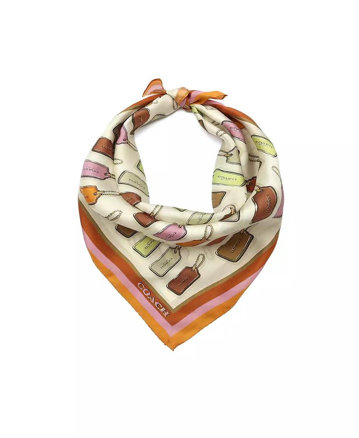 Hangtag Print Silk Bandana Scarf